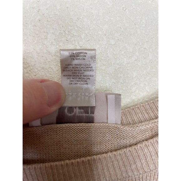 Ann Taylor LOFT XS Sweater Brown Beaded Pearl Pullover Long Sleeve Crewneck - Picture 9 of 11